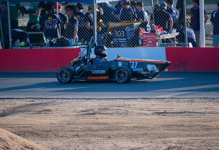 Titan XVII car on track far away shot